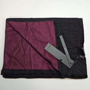 NEW Fullron Reversible Black & Cranberry Cashmere Blend Rectangle Scarf